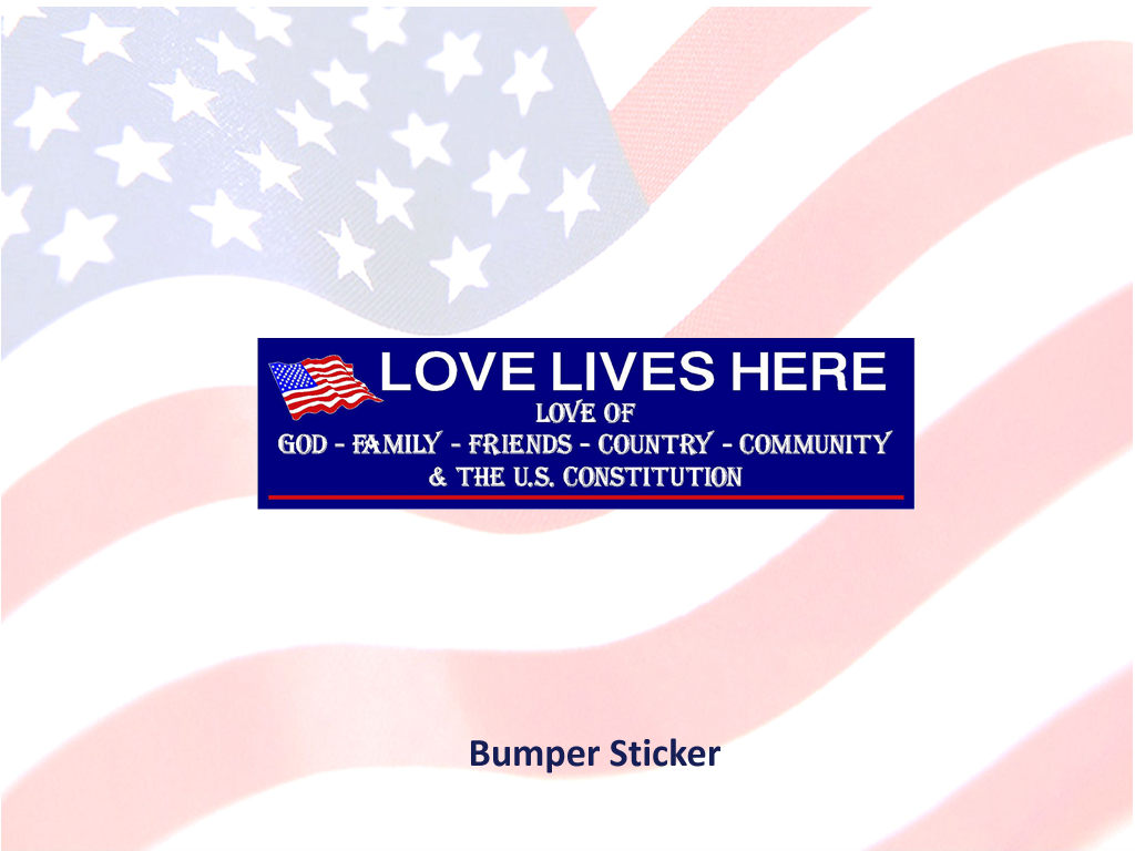 Love Lives Here In The USA - Show your love of US with this Bumper Sticker