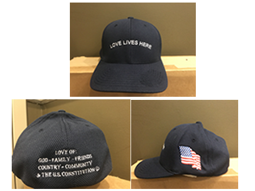 Patriotic Baseball Hat with American Flag Love Lives Here